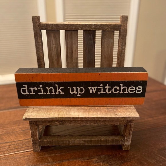 Drink Up Witches Sign, Halloween Wood Sign Primitives By Kathy, Halloween Decor - Picture 1 of 12